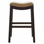 31-Inch Tan and Espresso Backless Faux Leather Bar Stool