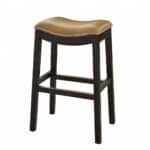 31-Inch Tan and Espresso Backless Faux Leather Bar Stool