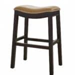26-Inch Tan and Espresso Backless Solid Wood Bar Stool