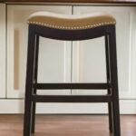 26-Inch Tan and Espresso Backless Solid Wood Bar Stool