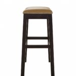 26-Inch Tan and Espresso Backless Solid Wood Bar Stool