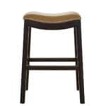26-Inch Tan and Espresso Backless Solid Wood Bar Stool