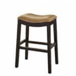 26-Inch Tan and Espresso Backless Solid Wood Bar Stool