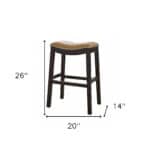 26-Inch Tan and Espresso Backless Solid Wood Bar Stool