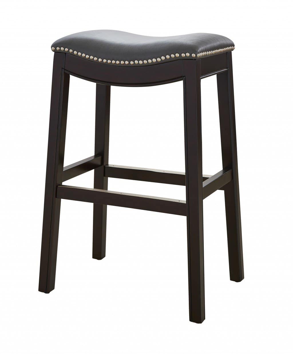 31-Inch Gray and Espresso Backless Faux Leather Bar Stool 2 31-Inch Gray and Espresso Backless Faux Leather Bar Stool - Image 2