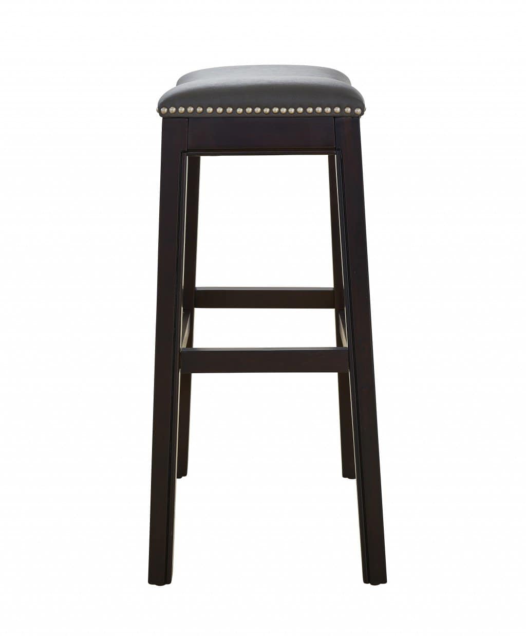 31-Inch Gray and Espresso Backless Faux Leather Bar Stool 3 31-Inch Gray and Espresso Backless Faux Leather Bar Stool - Image 3