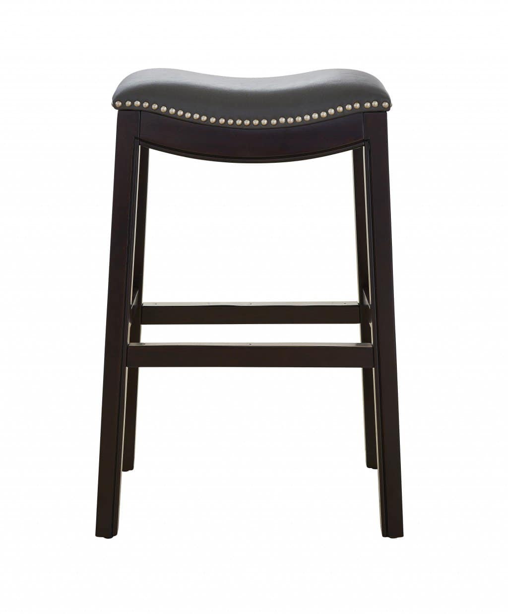 31-Inch Gray and Espresso Backless Faux Leather Bar Stool 4 31-Inch Gray and Espresso Backless Faux Leather Bar Stool - Image 4