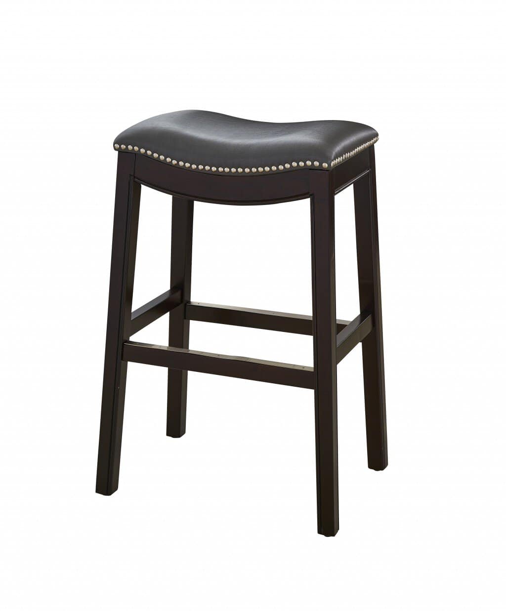 31-Inch Gray and Espresso Backless Faux Leather Bar Stool 5 31-Inch Gray and Espresso Backless Faux Leather Bar Stool - Image 5