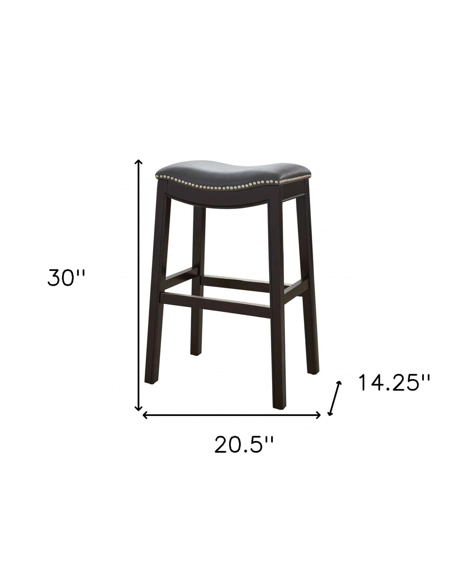31-Inch Gray and Espresso Backless Faux Leather Bar Stool 8 31-Inch Gray and Espresso Backless Faux Leather Bar Stool - Image 8