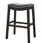 26-Inch Gray and Espresso Backless Faux Leather Bar Stool