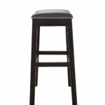 26-Inch Gray and Espresso Backless Faux Leather Bar Stool