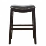 26-Inch Gray and Espresso Backless Faux Leather Bar Stool