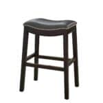 26-Inch Gray and Espresso Backless Faux Leather Bar Stool