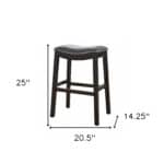 26-Inch Gray and Espresso Backless Faux Leather Bar Stool