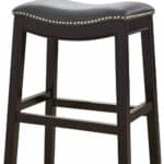 26-Inch Gray and Espresso Backless Faux Leather Bar Stool
