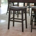 26-Inch Gray and Espresso Backless Faux Leather Bar Stool