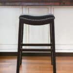 31-Inch Black and Espresso Solid Wood Backless Bar Stool
