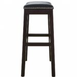 31-Inch Black and Espresso Solid Wood Backless Bar Stool