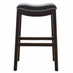 31-Inch Black and Espresso Solid Wood Backless Bar Stool