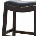 31-Inch Black and Espresso Solid Wood Backless Bar Stool