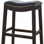 31-Inch Black and Espresso Solid Wood Backless Bar Stool