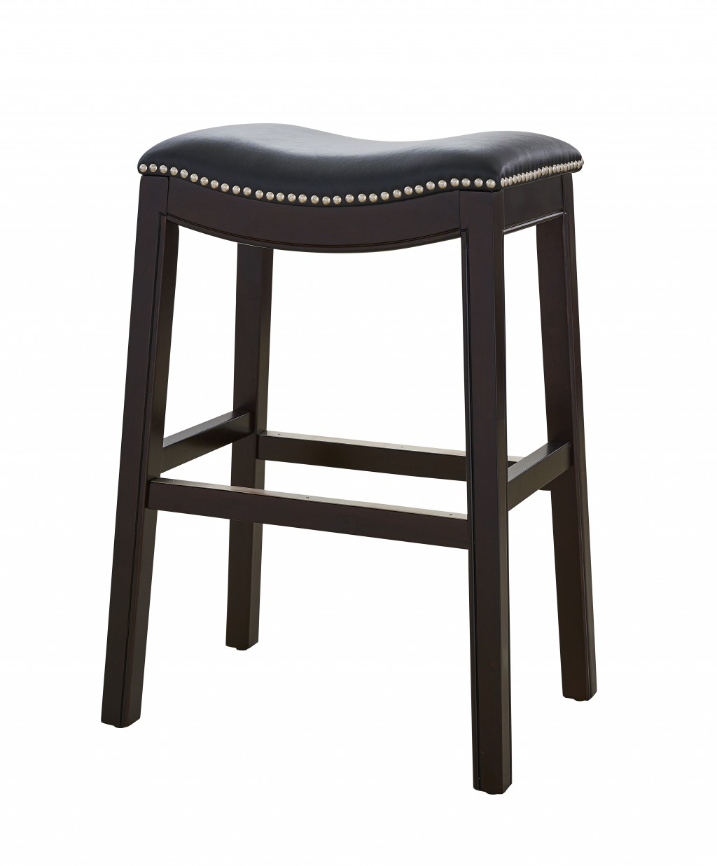 26-Inch Black and Espresso Backless Solid Wood Bar Stool 2 26-Inch Black and Espresso Backless Solid Wood Bar Stool - Image 2