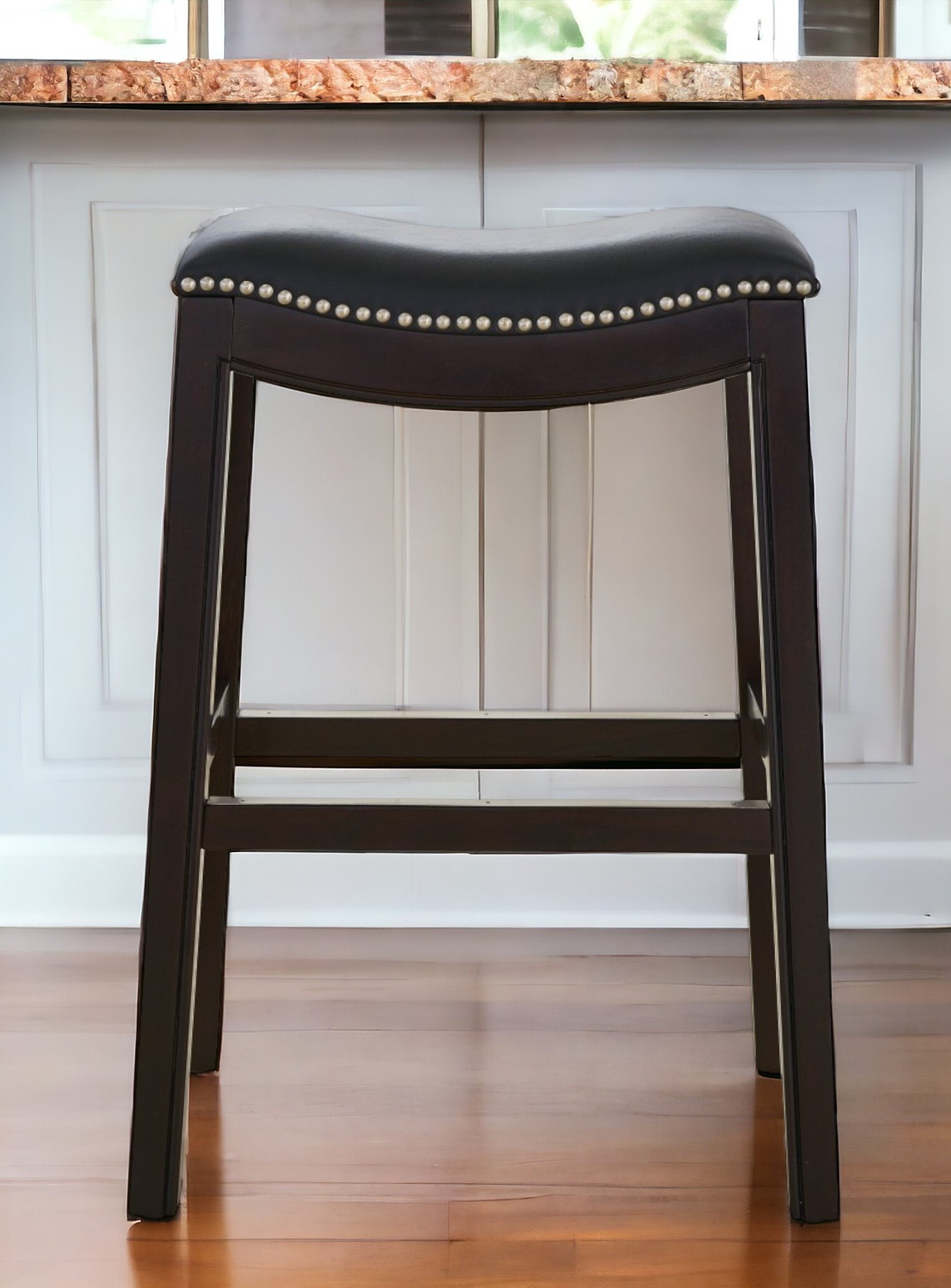 26-Inch Black and Espresso Backless Solid Wood Bar Stool 9 26-Inch Black and Espresso Backless Solid Wood Bar Stool