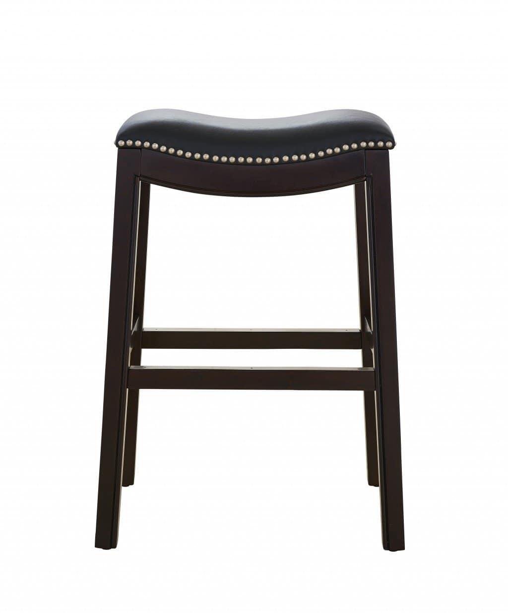 26-Inch Black and Espresso Backless Solid Wood Bar Stool 3 26-Inch Black and Espresso Backless Solid Wood Bar Stool - Image 3