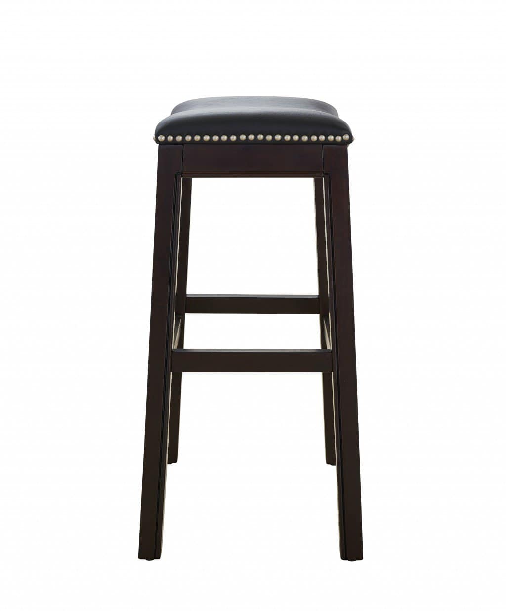 26-Inch Black and Espresso Backless Solid Wood Bar Stool 4 26-Inch Black and Espresso Backless Solid Wood Bar Stool - Image 4