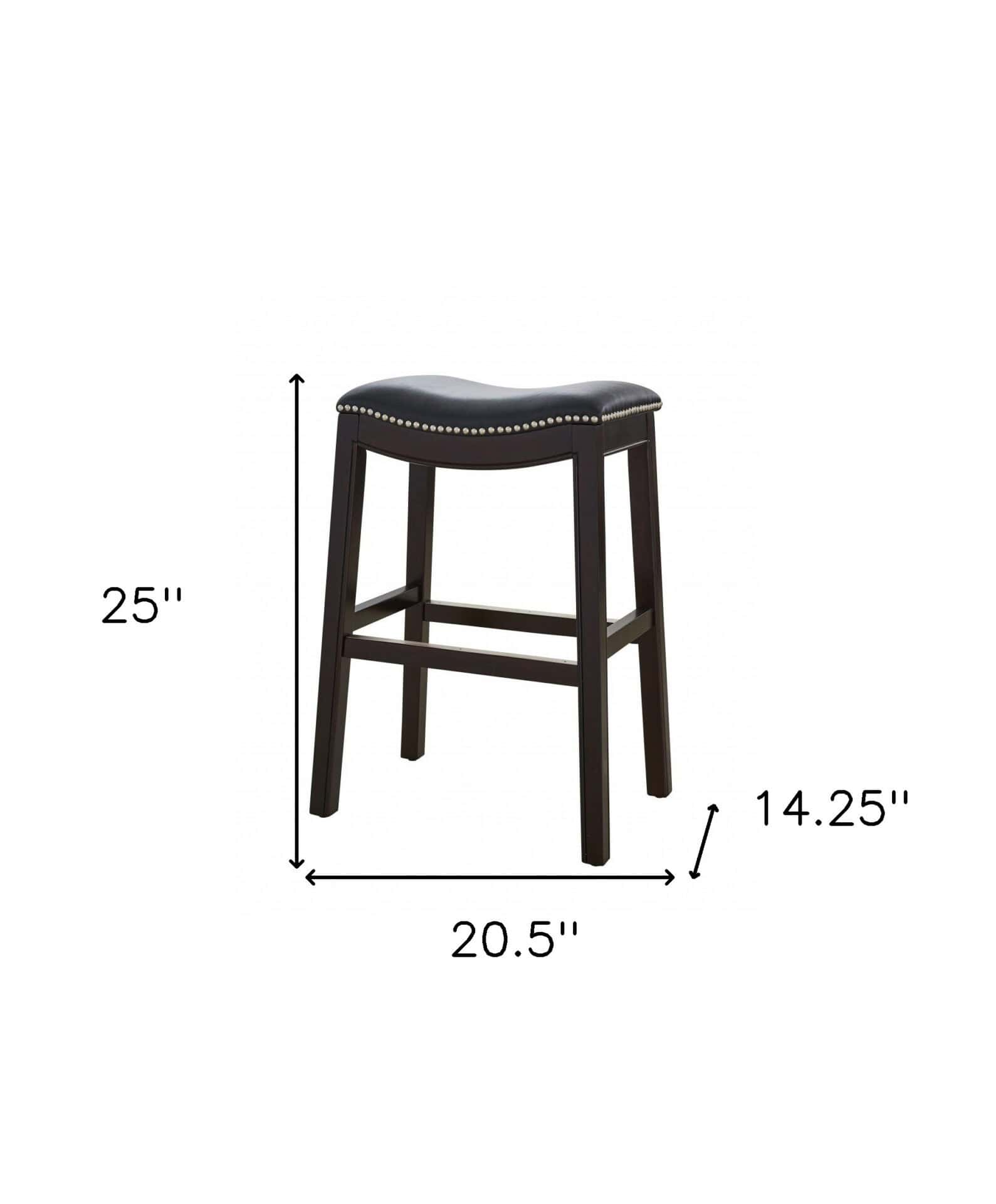 26-Inch Black and Espresso Backless Solid Wood Bar Stool 8 26-Inch Black and Espresso Backless Solid Wood Bar Stool - Image 8