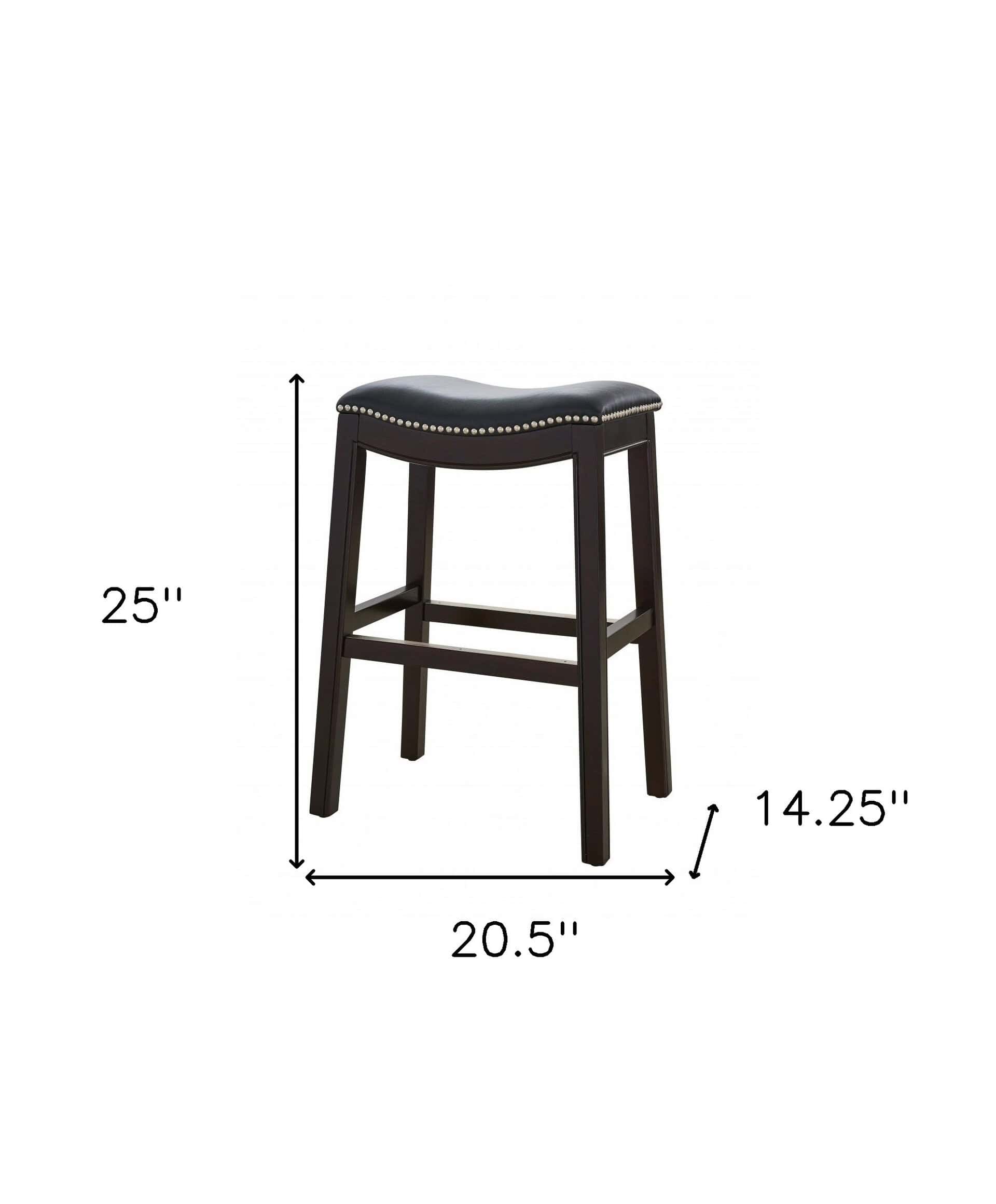 26-Inch Black and Espresso Backless Solid Wood Bar Stool 16 26-Inch Black and Espresso Backless Solid Wood Bar Stool