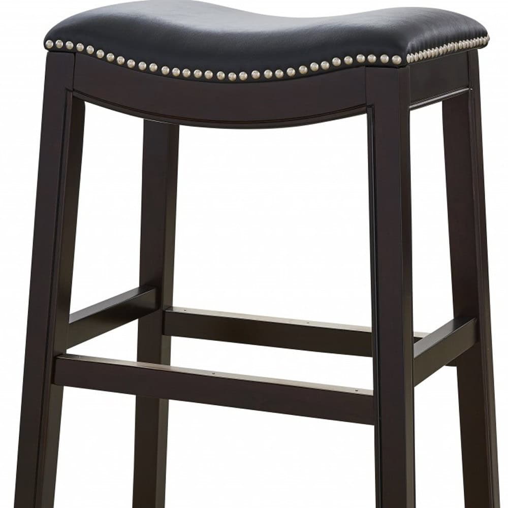 26-Inch Black and Espresso Backless Solid Wood Bar Stool 6 26-Inch Black and Espresso Backless Solid Wood Bar Stool - Image 6