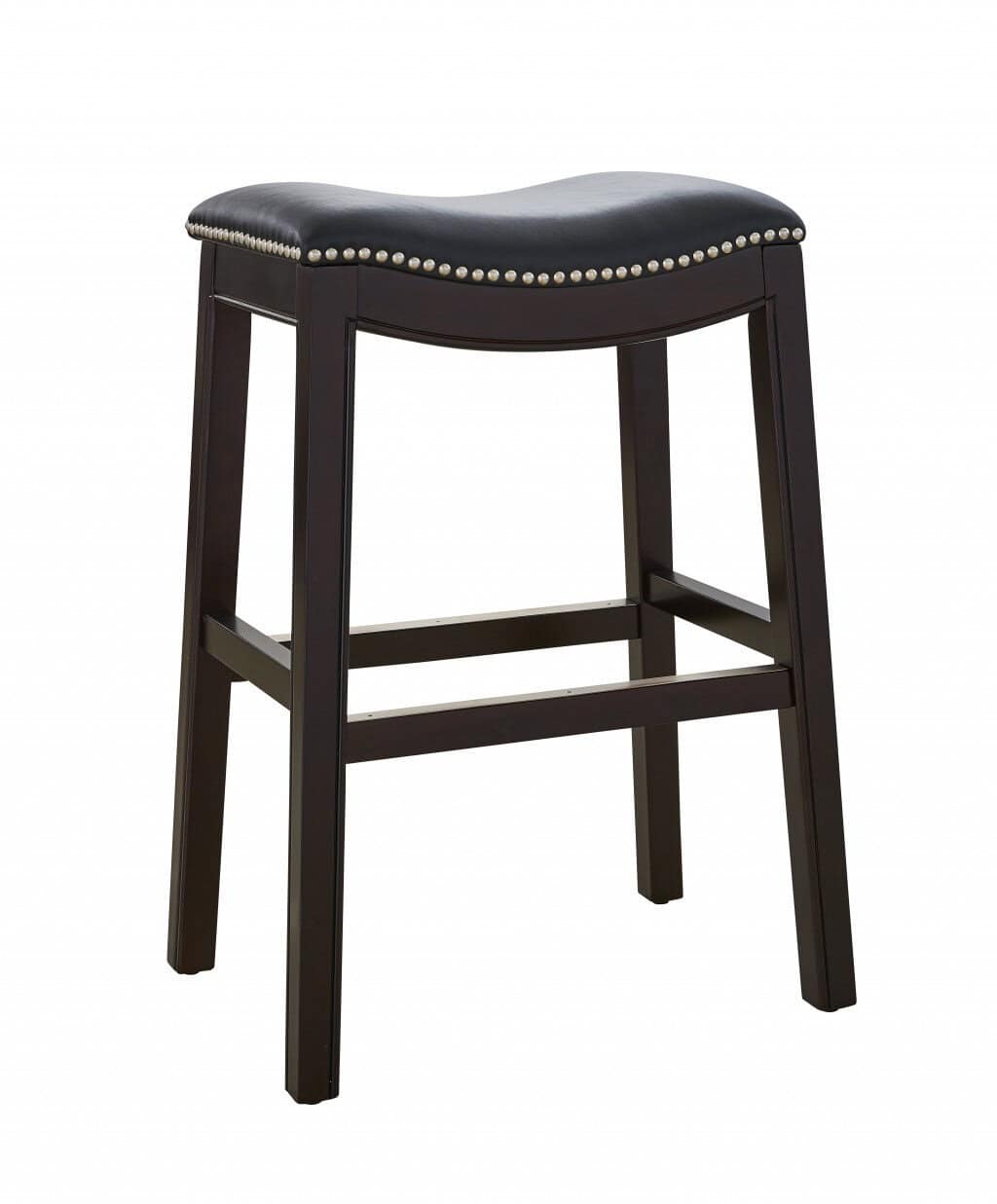 26-Inch Black and Espresso Backless Solid Wood Bar Stool 7 26-Inch Black and Espresso Backless Solid Wood Bar Stool - Image 7