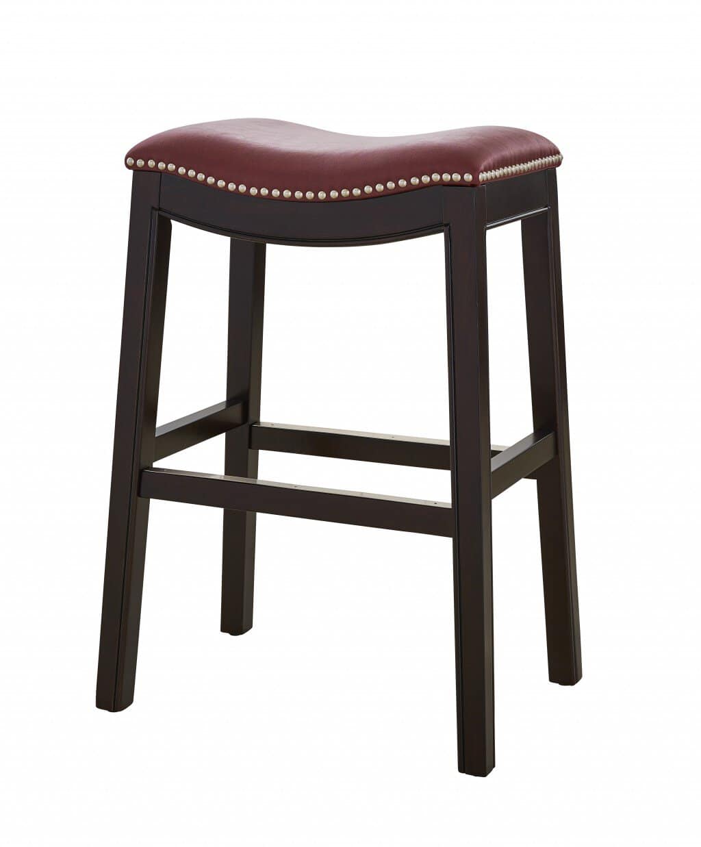 26 Inch Dark Red and Espresso Backless Counter Height Bar Stool 2 26 Inch Dark Red and Espresso Backless Counter Height Bar Stool - Image 2