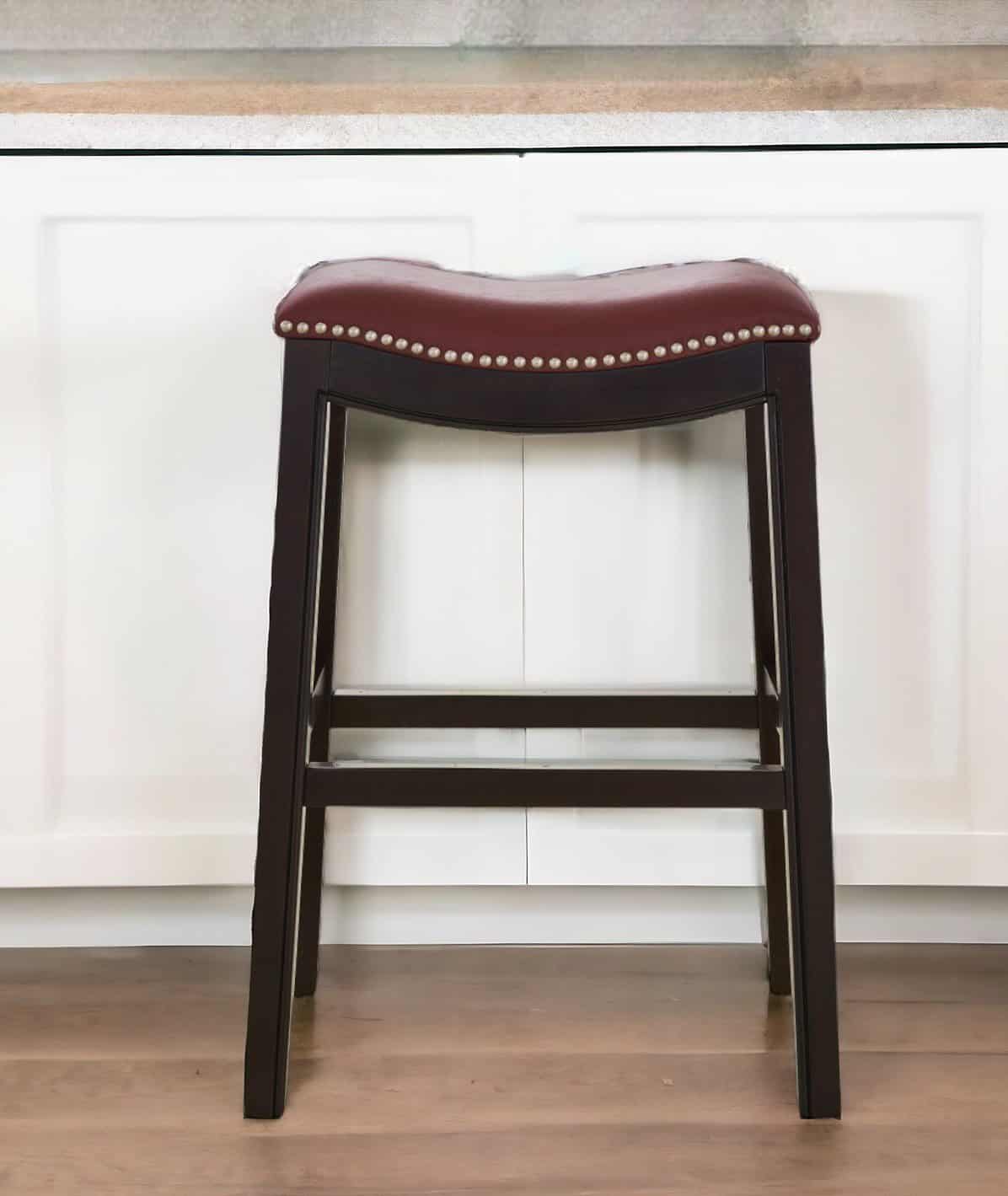 26 Inch Dark Red and Espresso Backless Counter Height Bar Stool 1 26 Inch Dark Red and Espresso Backless Counter Height Bar Stool