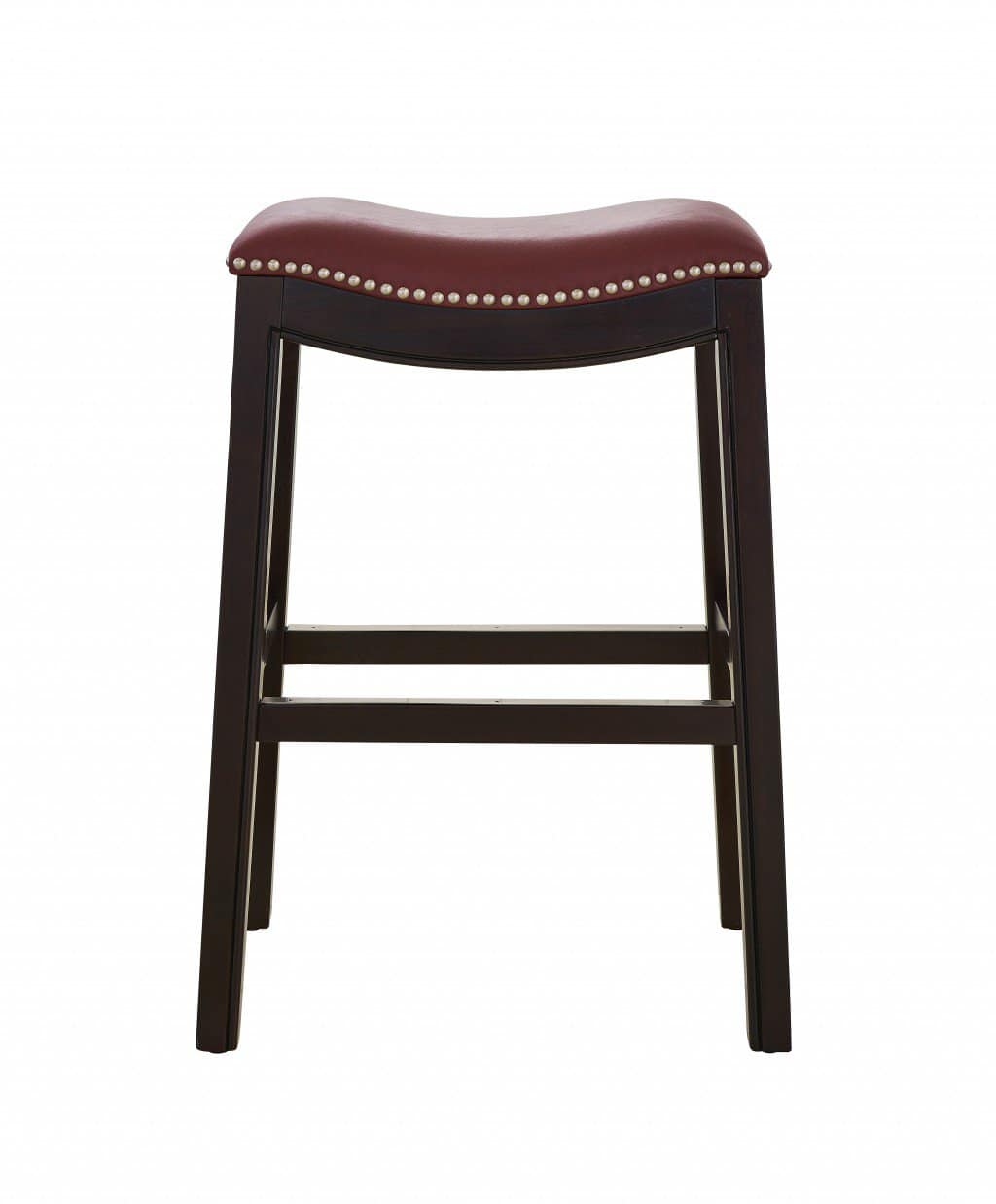 26 Inch Dark Red and Espresso Backless Counter Height Bar Stool 3 26 Inch Dark Red and Espresso Backless Counter Height Bar Stool - Image 3