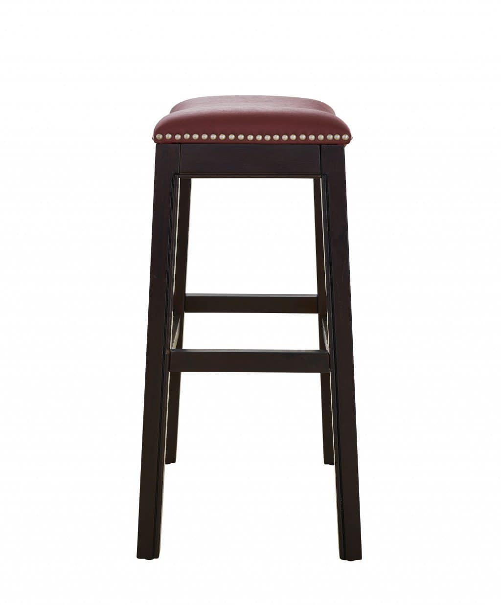 26 Inch Dark Red and Espresso Backless Counter Height Bar Stool 4 26 Inch Dark Red and Espresso Backless Counter Height Bar Stool - Image 4