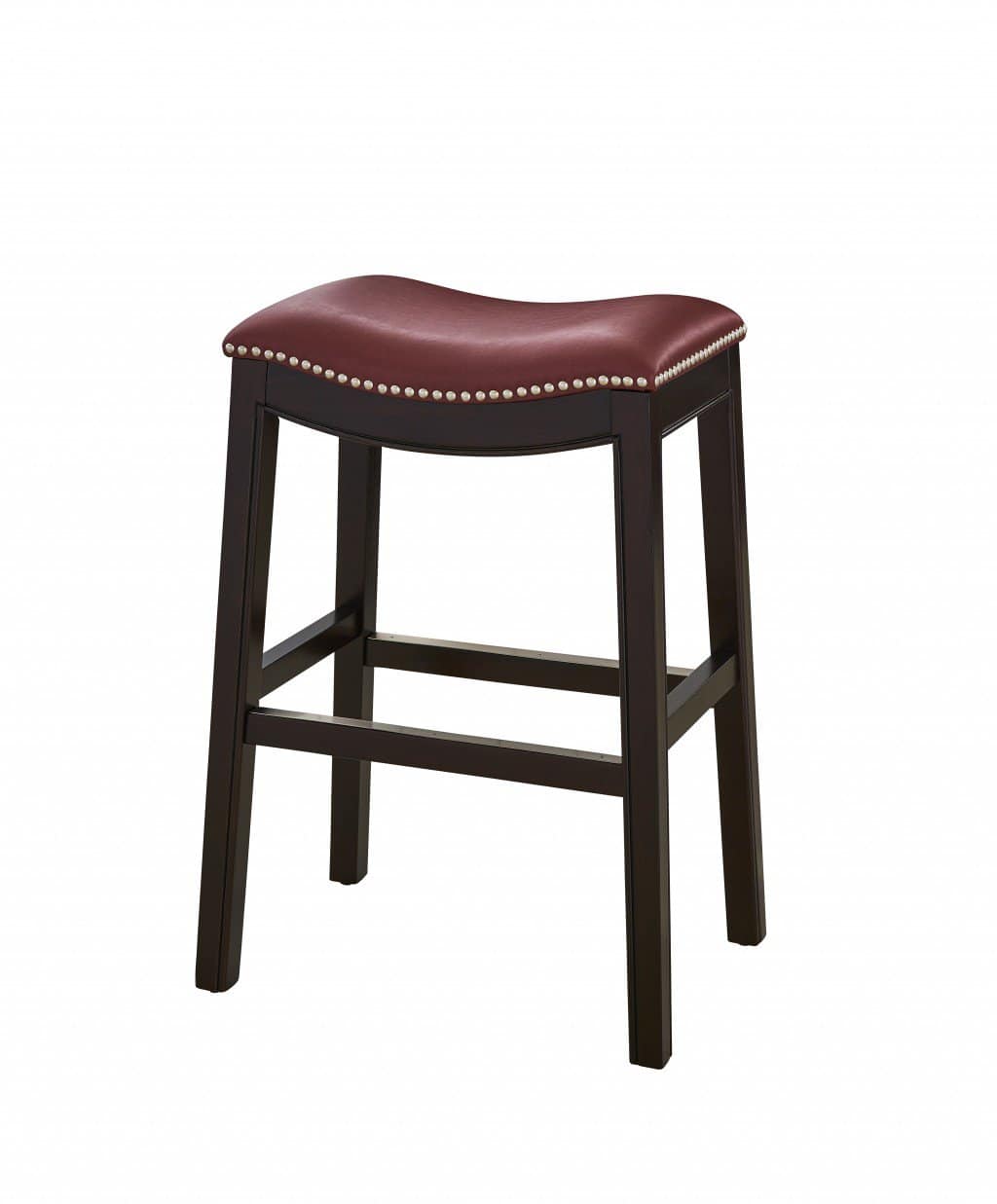 26 Inch Dark Red and Espresso Backless Counter Height Bar Stool 5 26 Inch Dark Red and Espresso Backless Counter Height Bar Stool - Image 5