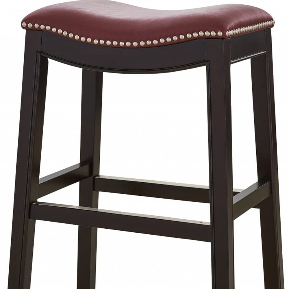 26 Inch Dark Red and Espresso Backless Counter Height Bar Stool 7 26 Inch Dark Red and Espresso Backless Counter Height Bar Stool - Image 7