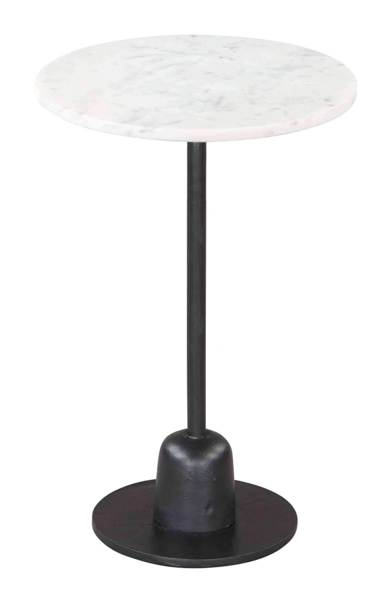 White Marble Top Side Table with Black Cast Aluminum Base 3 White Marble Top Side Table with Black Cast Aluminum Base - Image 3