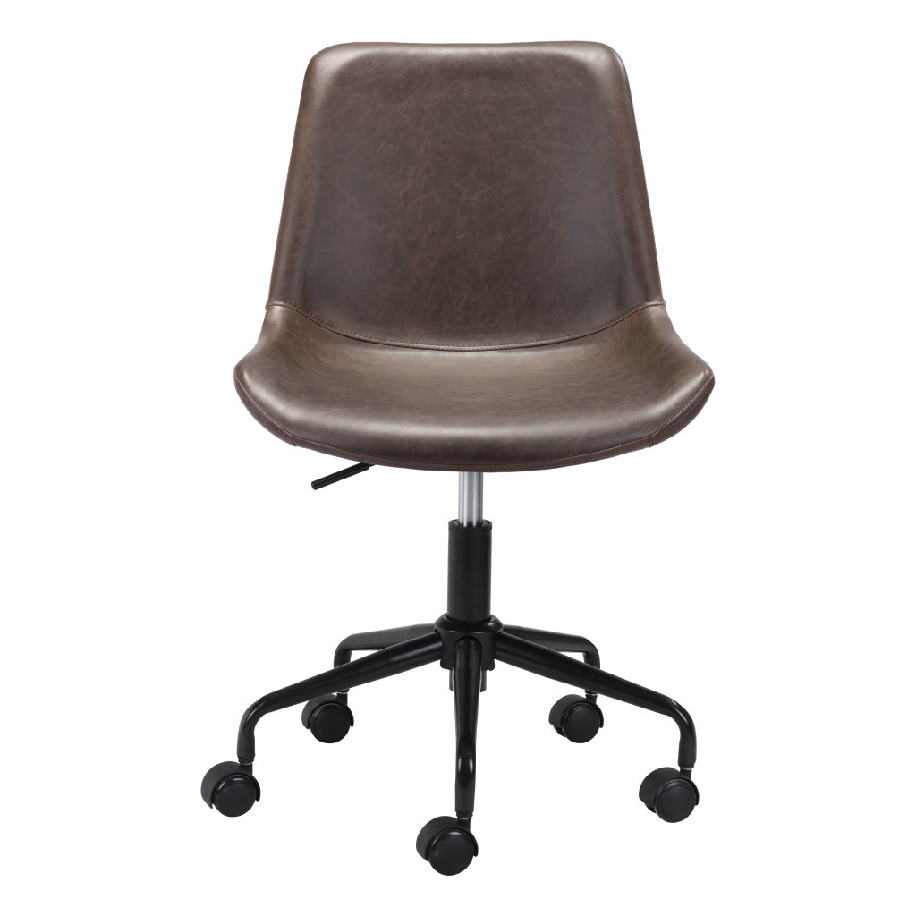 Brown and Black Adjustable Faux Leather Swivel Office Chair 1 Brown and Black Adjustable Faux Leather Swivel Office Chair