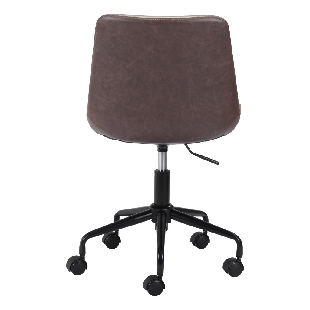 Brown and Black Adjustable Faux Leather Swivel Office Chair 6 Brown and Black Adjustable Faux Leather Swivel Office Chair - Image 6