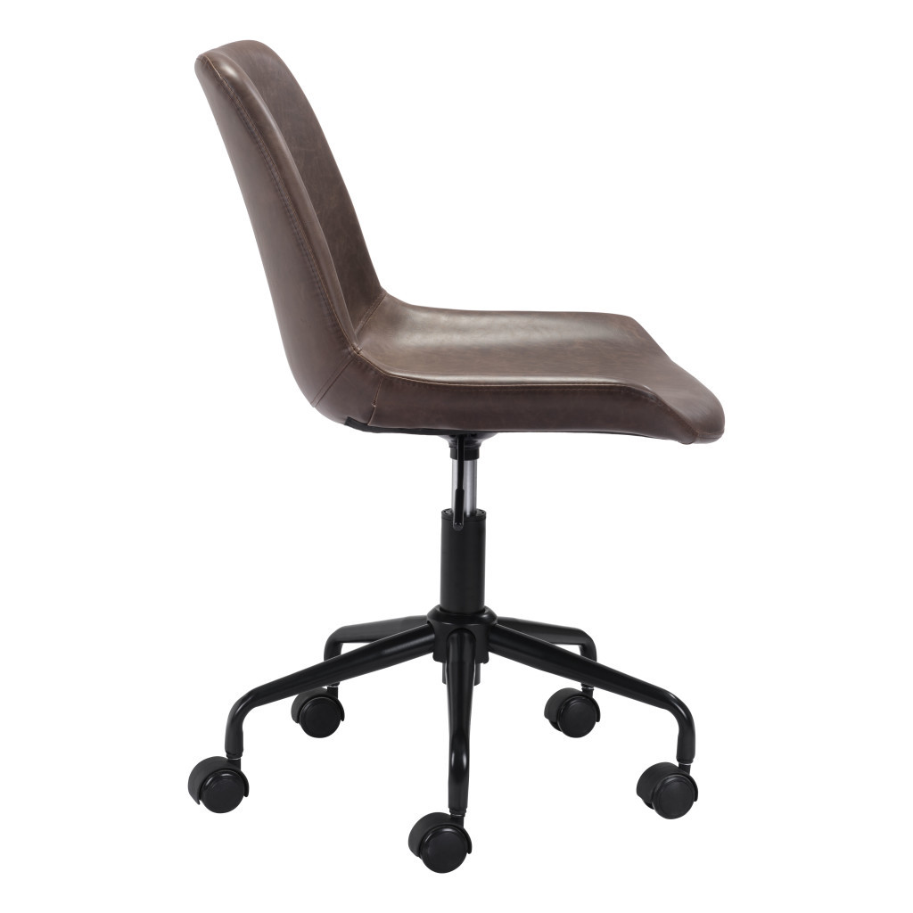 Brown and Black Adjustable Faux Leather Swivel Office Chair 9 Brown and Black Adjustable Faux Leather Swivel Office Chair - Image 9