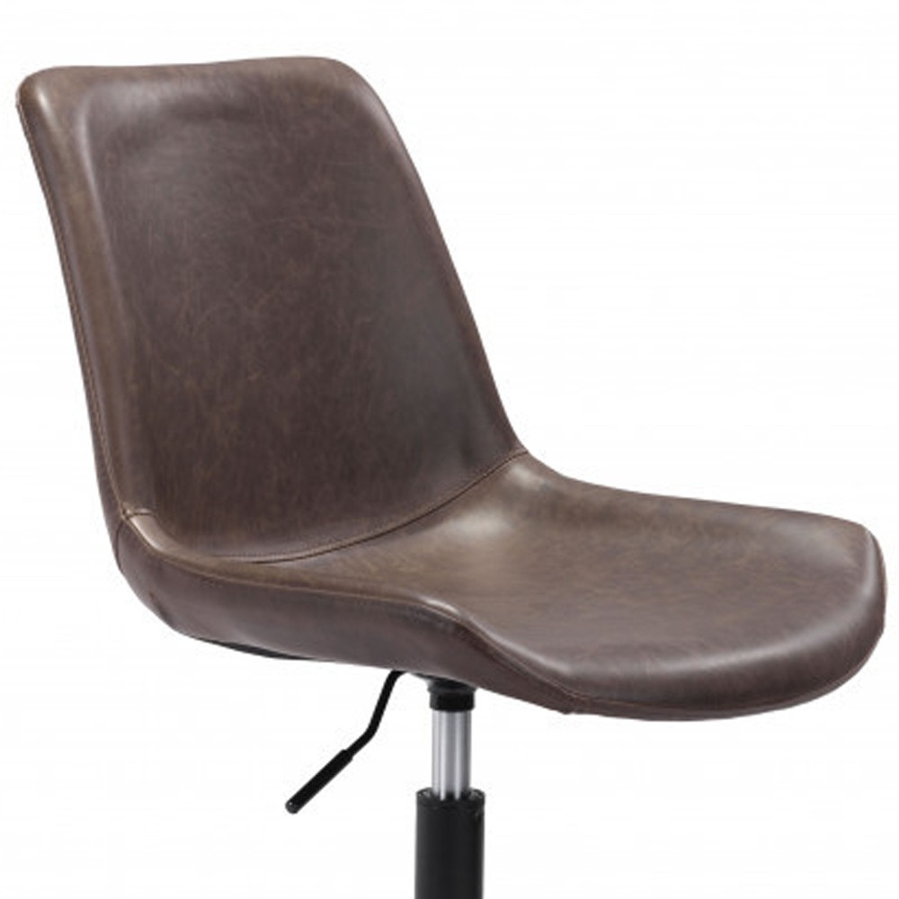 Brown and Black Adjustable Faux Leather Swivel Office Chair 4 Brown and Black Adjustable Faux Leather Swivel Office Chair - Image 4