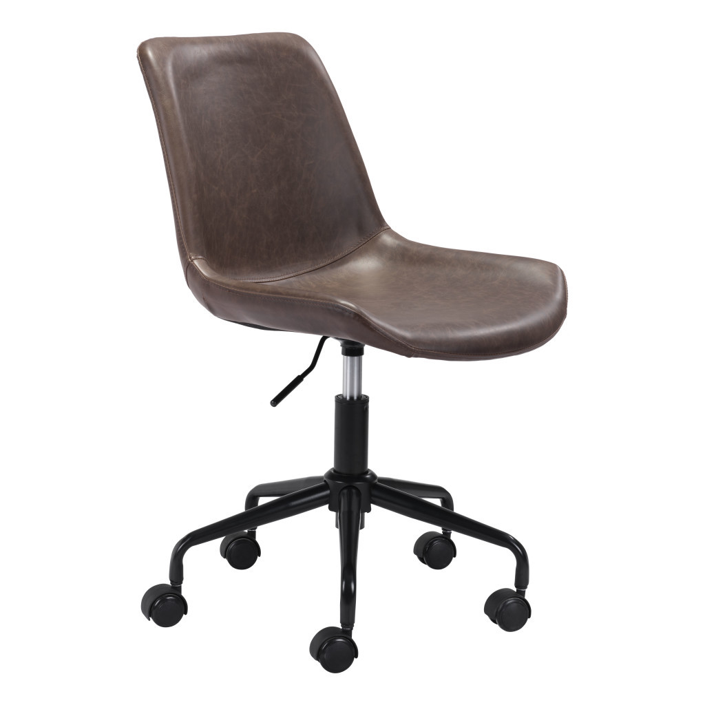 Brown and Black Adjustable Faux Leather Swivel Office Chair 5 Brown and Black Adjustable Faux Leather Swivel Office Chair - Image 5