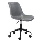 35.2-Inch Gray Faux Leather Adjustable Swivel Office Chair 12 35.2-Inch Gray Faux Leather Adjustable Swivel Office Chair