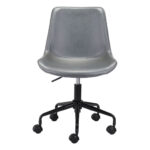 35.2-Inch Gray Faux Leather Adjustable Swivel Office Chair 10 35.2-Inch Gray Faux Leather Adjustable Swivel Office Chair