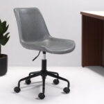 35.2-Inch Gray Faux Leather Adjustable Swivel Office Chair 11 35.2-Inch Gray Faux Leather Adjustable Swivel Office Chair