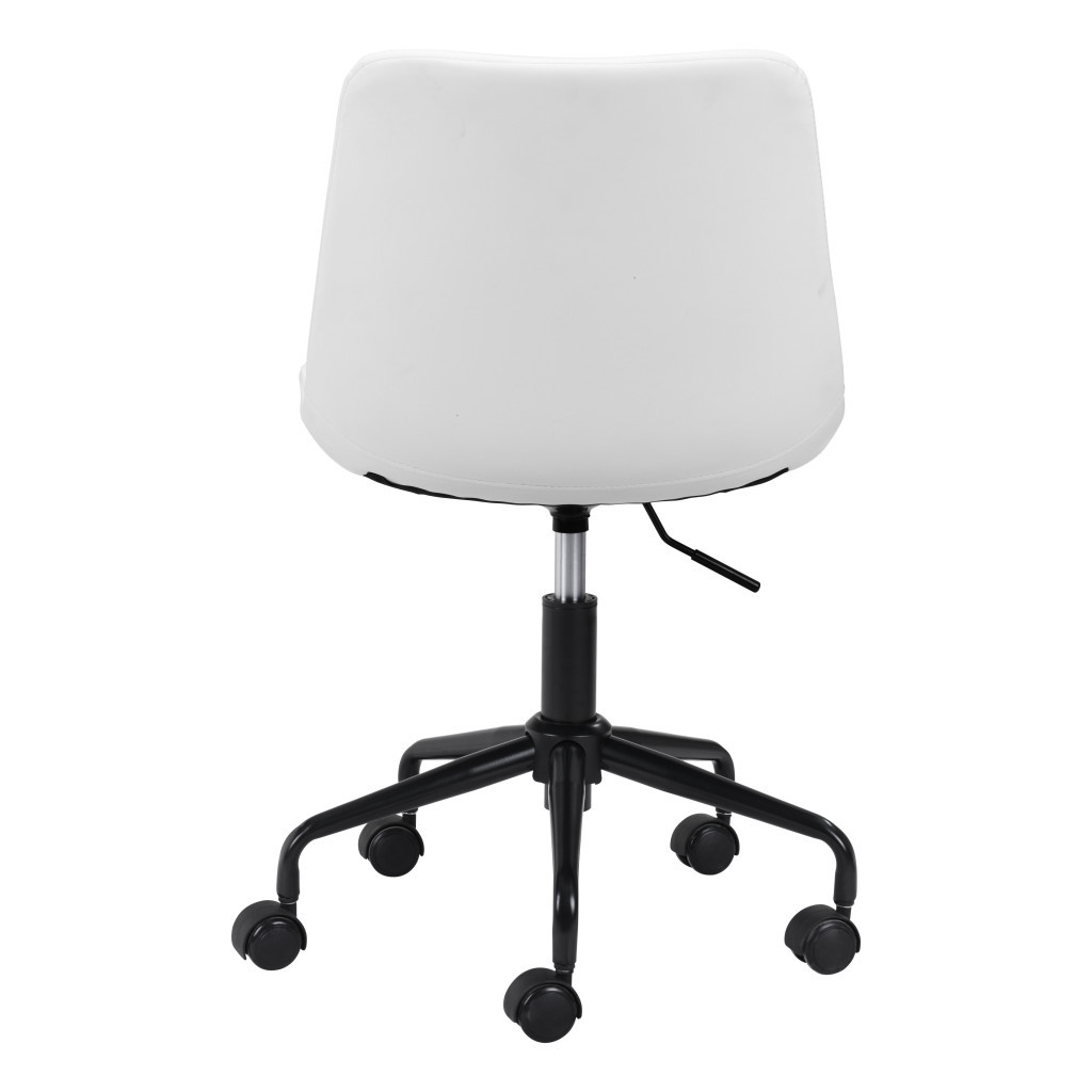 35.2-Inch White and Black Adjustable Faux Leather Office Chair 4 35.2-Inch White and Black Adjustable Faux Leather Office Chair - Image 4
