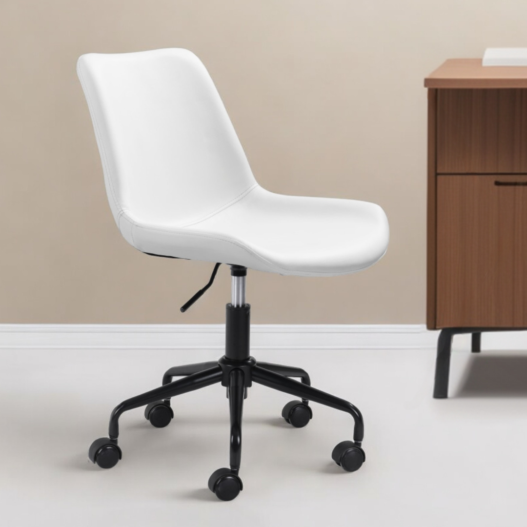 35.2-Inch White and Black Adjustable Faux Leather Office Chair 2 35.2-Inch White and Black Adjustable Faux Leather Office Chair - Image 2